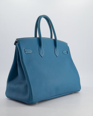 Hermès Birkin 35 Bag in Blue Jean Togo Leather with Palladium Hardware