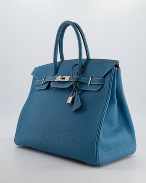 Hermès Birkin 35 Bag in Blue Jean Togo Leather with Palladium Hardware
