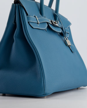 Hermès Birkin 35 Bag in Blue Jean Togo Leather with Palladium Hardware