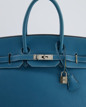 Hermès Birkin 35 Bag in Blue Jean Togo Leather with Palladium Hardware