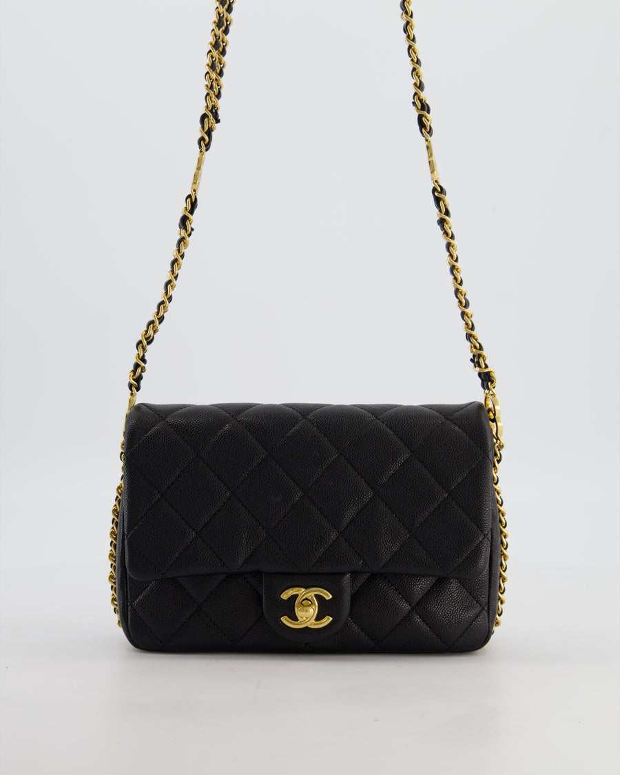 Chanel Mini Flap Bag in Black Caviar Leather with Gold Hardware