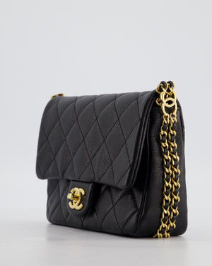 Chanel Mini Flap Bag in Black Caviar Leather with Gold Hardware
