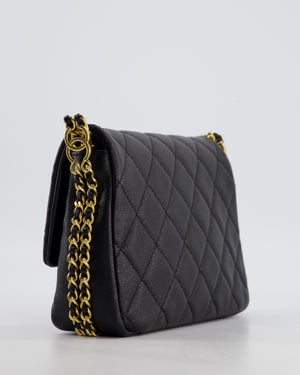 Chanel Mini Flap Bag in Black Caviar Leather with Gold Hardware