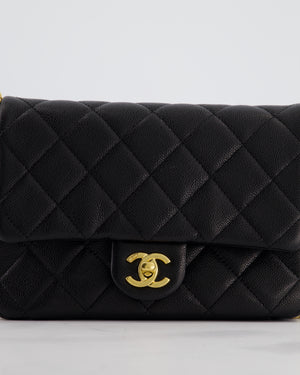 Chanel Mini Flap Bag in Black Caviar Leather with Gold Hardware