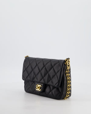 Chanel Mini Flap Bag in Black Caviar Leather with Gold Hardware