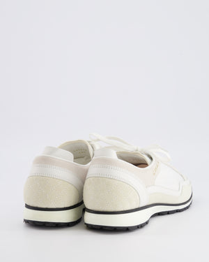 Chanel Cream Suede and Leather Trainers with Black Soles and Gold Metallic Logo Details Size EU 38.5