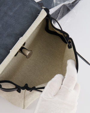 *NEW RELEASE & RARE* Hermès Herbag Zip 20 Bag in Ecru & Vert Amande Viking Toile H Canvas & Noir Vache Hunter Leather with Palladium Hardware