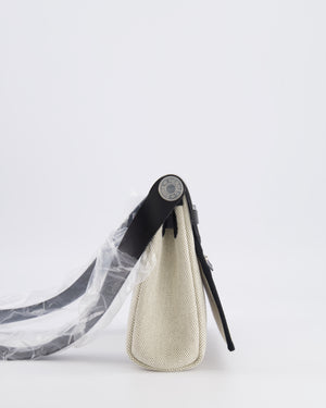 *NEW RELEASE & RARE* Hermès Herbag Zip 20 Bag in Ecru & Vert Amande Viking Toile H Canvas & Noir Vache Hunter Leather with Palladium Hardware