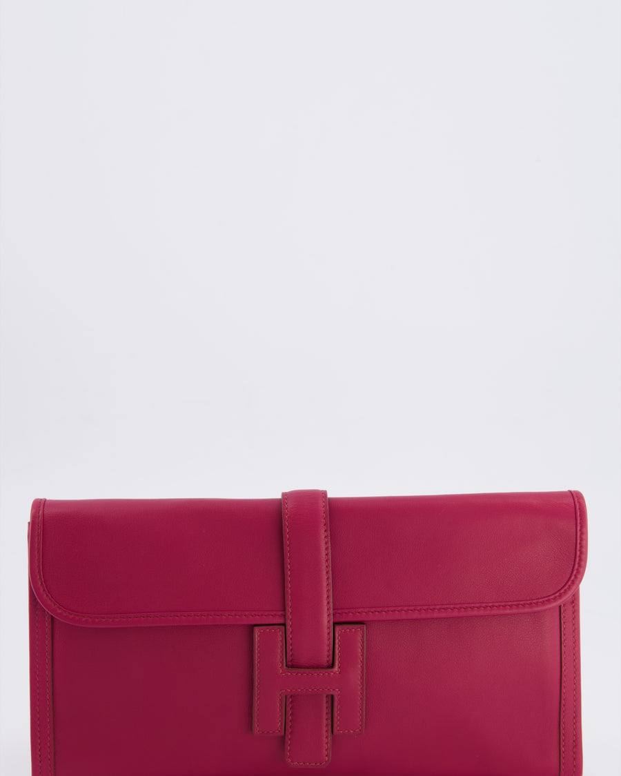 Hermès Jige Elan 29cm Clutch Bag in Rose Pourpre Evercolour Leather