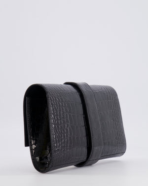 Hermès Pochette Medor 23 in Black Alligator Mississippiensis with Gold Hardware