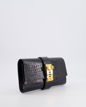 Hermès Pochette Medor 23 in Black Alligator Mississippiensis with Gold Hardware