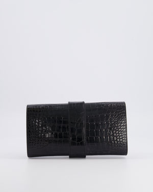 Hermès Pochette Medor 23 in Black Alligator Mississippiensis with Gold Hardware