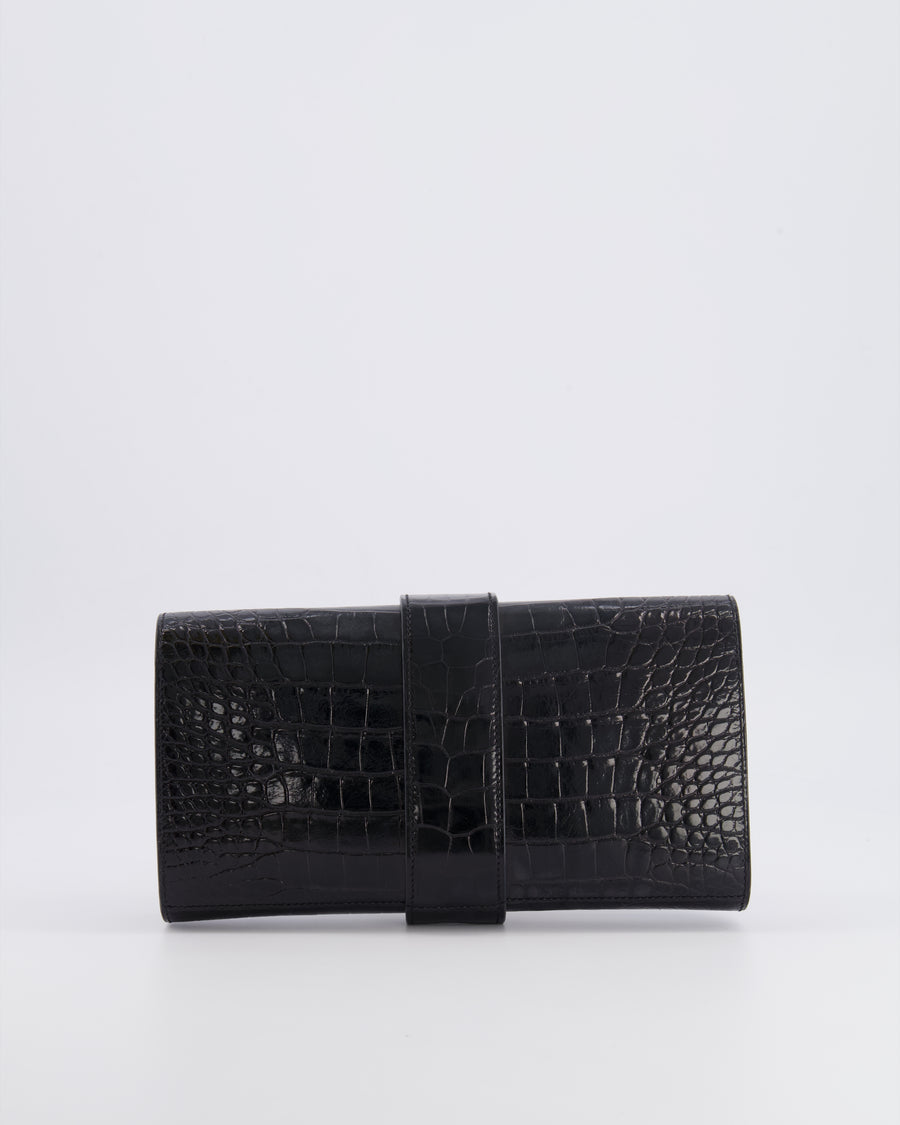 Hermès Pochette Medor 23 in Black Alligator Mississippiensis with Gold Hardware