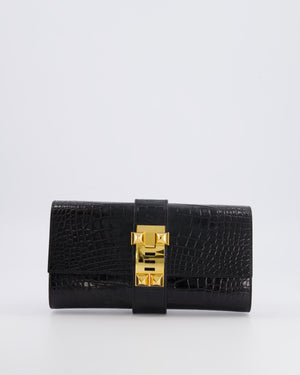 Hermès Pochette Medor 23 in Black Alligator Mississippiensis with Gold Hardware