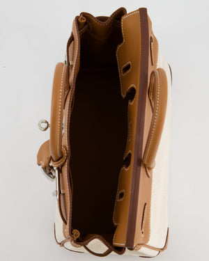 *RARE* Hermès Birkin 25 Retourne Bag in Ecru/Beige Toile H Canvas and Gold Swift Leather with Palladium Hardware