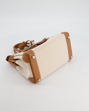 *RARE* Hermès Birkin 25 Retourne Bag in Ecru/Beige Toile H Canvas and Gold Swift Leather with Palladium Hardware