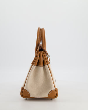 *RARE* Hermès Birkin 25 Retourne Bag in Ecru/Beige Toile H Canvas and Gold Swift Leather with Palladium Hardware