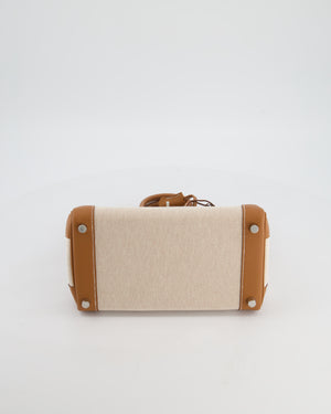 *RARE* Hermès Birkin 25 Retourne Bag in Ecru/Beige Toile H Canvas and Gold Swift Leather with Palladium Hardware