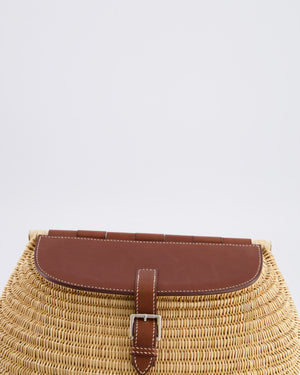 Hermès Panier de Pêche Wicker Bag in Osier, Gold Barenia Leather with Nata Canvas Strap and Palladium Hardware