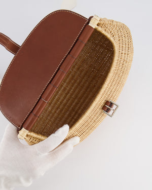 Hermès Panier de Pêche Wicker Bag in Osier, Gold Barenia Leather with Nata Canvas Strap and Palladium Hardware