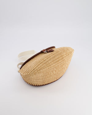 Hermès Panier de Pêche Wicker Bag in Osier, Gold Barenia Leather with Nata Canvas Strap and Palladium Hardware