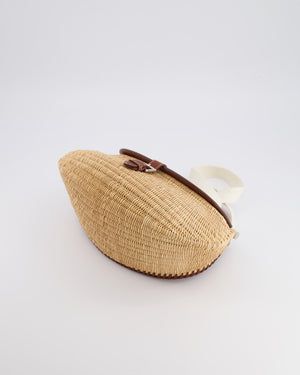 Hermès Panier de Pêche Wicker Bag in Osier, Gold Barenia Leather with Nata Canvas Strap and Palladium Hardware