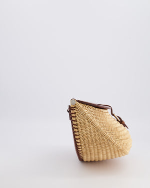 Hermès Panier de Pêche Wicker Bag in Osier, Gold Barenia Leather with Nata Canvas Strap and Palladium Hardware