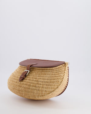 Hermès Panier de Pêche Wicker Bag in Osier, Gold Barenia Leather with Nata Canvas Strap and Palladium Hardware