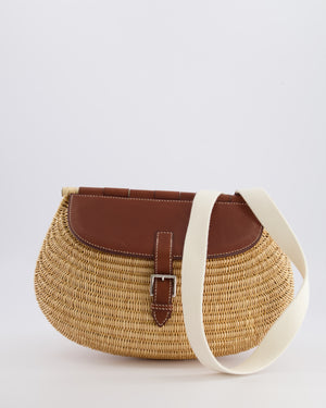 Hermès Panier de Pêche Wicker Bag in Osier, Gold Barenia Leather with Nata Canvas Strap and Palladium Hardware
