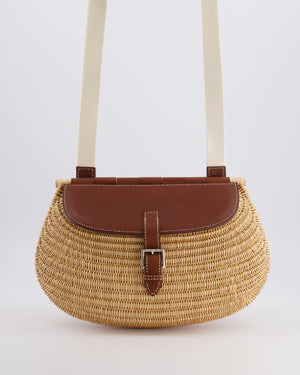 Hermès Panier de Pêche Wicker Bag in Osier, Gold Barenia Leather with Nata Canvas Strap and Palladium Hardware