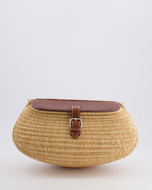 Hermès Panier de Pêche Wicker Bag in Osier, Gold Barenia Leather with Nata Canvas Strap and Palladium Hardware