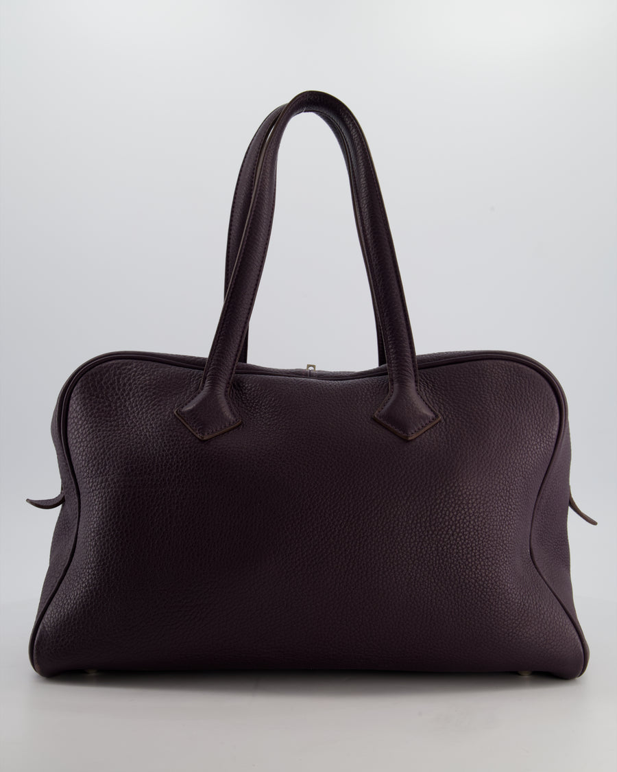 Hermès Victoria II 35cm Bag in Raisin Clemence Leather with Palladium Hardware