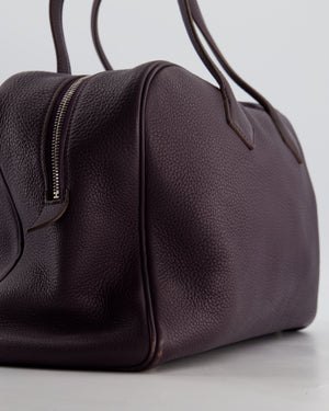 Hermès Victoria II 35cm Bag in Raisin Clemence Leather with Palladium Hardware