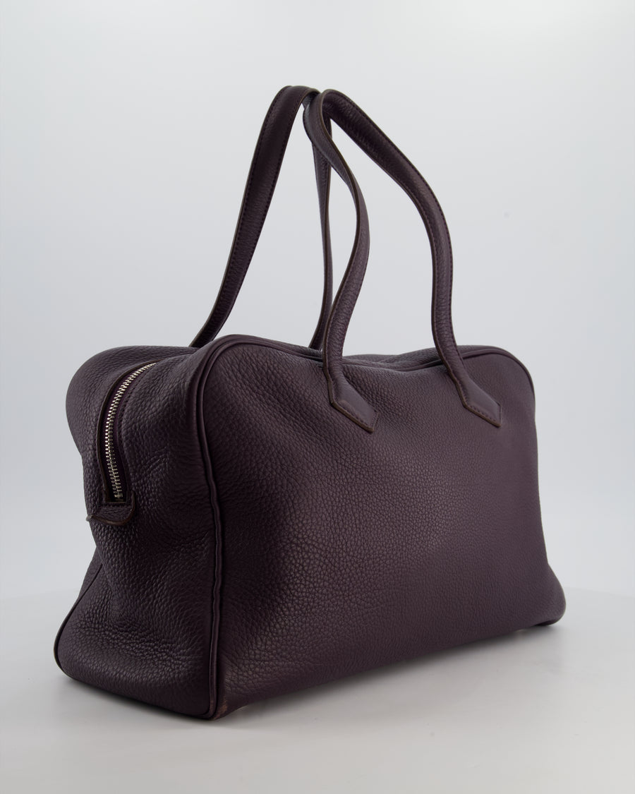 Hermès Victoria II 35cm Bag in Raisin Clemence Leather with Palladium Hardware