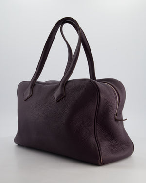 Hermès Victoria II 35cm Bag in Raisin Clemence Leather with Palladium Hardware