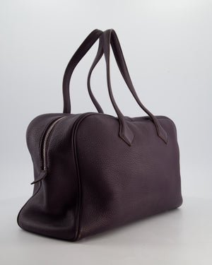 Hermès Victoria II 35cm Bag in Raisin Clemence Leather with Palladium Hardware