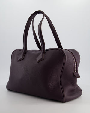 Hermès Victoria II 35cm Bag in Raisin Clemence Leather with Palladium Hardware