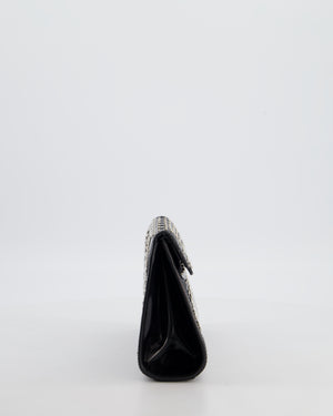 Alaïa Studded Laser Cut Flap Clutch Bag in Black Patent Leather with Wrist Strap and Mirror