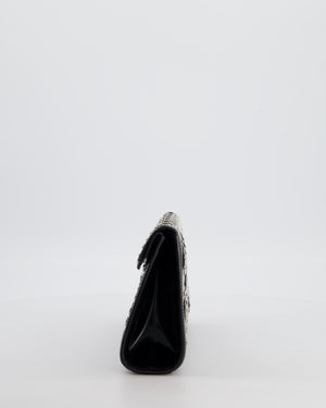 Alaïa Studded Laser Cut Flap Clutch Bag in Black Patent Leather with Wrist Strap and Mirror