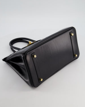 *RARE* Hermès Birkin 30 Retourne Bag in Noir Box Calf Leather with Gold Hardware