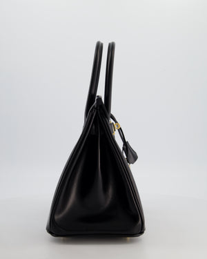 *RARE* Hermès Birkin 30 Retourne Bag in Noir Box Calf Leather with Gold Hardware