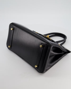 *RARE* Hermès Birkin 30 Retourne Bag in Noir Box Calf Leather with Gold Hardware