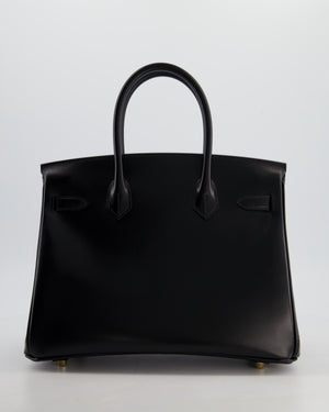 *RARE* Hermès Birkin 30 Retourne Bag in Noir Box Calf Leather with Gold Hardware