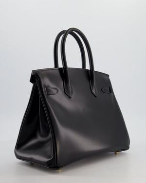 *RARE* Hermès Birkin 30 Retourne Bag in Noir Box Calf Leather with Gold Hardware