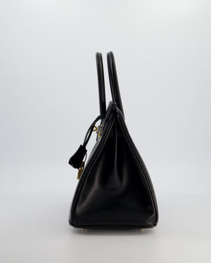 *RARE* Hermès Birkin 30 Retourne Bag in Noir Box Calf Leather with Gold Hardware