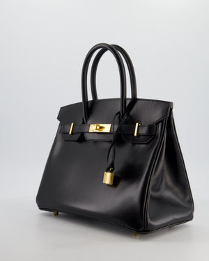 *RARE* Hermès Birkin 30 Retourne Bag in Noir Box Calf Leather with Gold Hardware