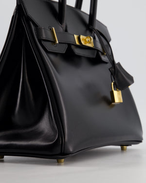 *RARE* Hermès Birkin 30 Retourne Bag in Noir Box Calf Leather with Gold Hardware