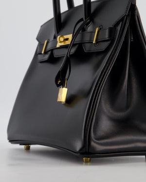 *RARE* Hermès Birkin 30 Retourne Bag in Noir Box Calf Leather with Gold Hardware
