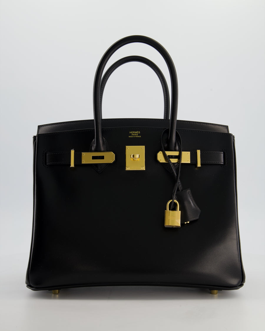 *RARE* Hermès Birkin 30 Retourne Bag in Noir Box Calf Leather with Gold Hardware