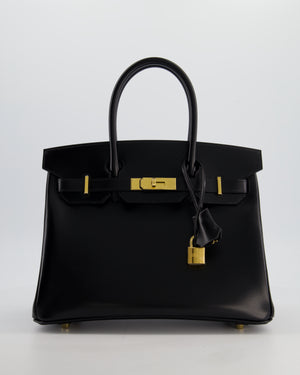 *RARE* Hermès Birkin 30 Retourne Bag in Noir Box Calf Leather with Gold Hardware